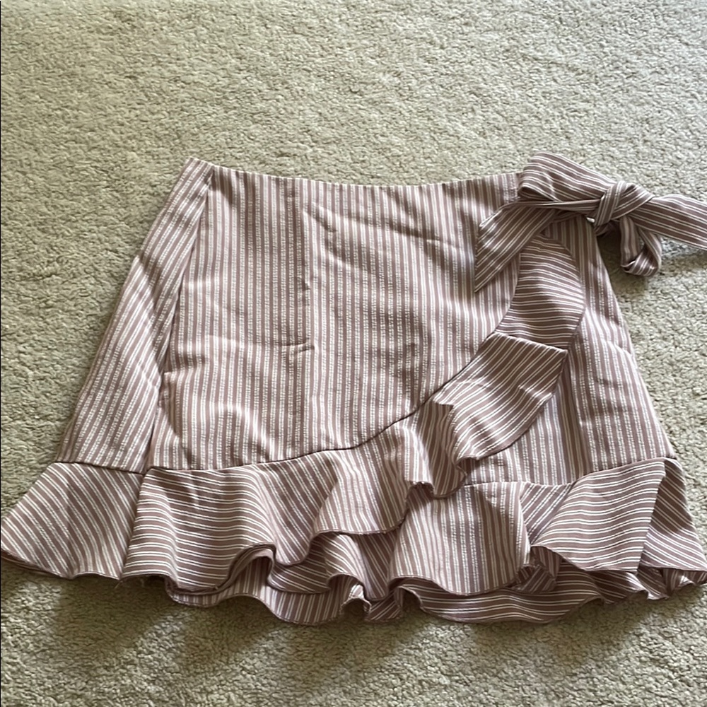 Striped Ruffle Wrap Skirt